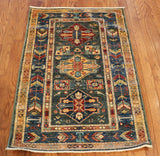 2x3 Hand Knotted Kazak Area Rug