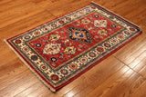 3x4 Hand Knotted Kazak Area Rug