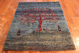 2x3 Hand Knotted Gabbeh Area Rug