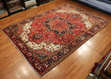 8x11 Hand Knotted Antique Heriz Area Rug