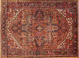 9x12 Hand Knotted Antique Heriz Area Rug