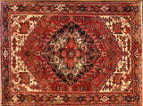 4x5 Hand Knotted Antique Heriz Area Rug