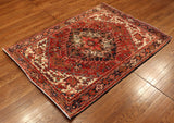 4x5 Hand Knotted Antique Heriz Area Rug