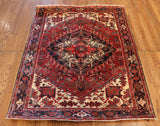 4x5 Hand Knotted Antique Heriz Area Rug