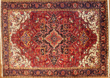 8x11 Hand Knotted Antique Heriz Area Rug