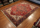 8x11 Hand Knotted Antique Heriz Area Rug