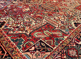 8x11 Hand Knotted Antique Heriz Area Rug