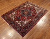 4x5 Hand Knotted Antique Heriz Area Rug