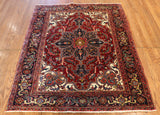 4x5 Hand Knotted Antique Heriz Area Rug