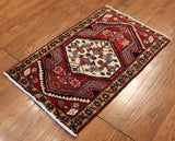 2x3 Hand Knotted Antique Heriz Area Rug