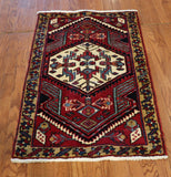 2x3 Hand Knotted Antique Heriz Area Rug