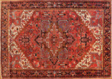 8x11 Hand Knotted Antique Heriz Area Rug