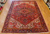 8x11 Hand Knotted Antique Heriz Area Rug