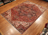 7x10 Hand Knotted Antique Heriz Area Rug