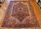 8x11 Hand Knotted Antique Heriz Area Rug