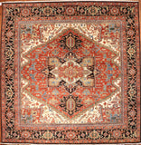 10' Square Hand Knotted Serapi Area Rug
