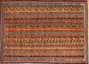 3x4 Khorjin Area Rug striped Afghan Hand Knotted Geometric