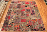8x10 Hand Knotted Vintage Patchwork Area Rug