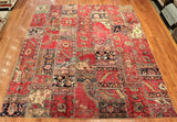 8x10 Hand Knotted Vintage Patchwork Area Rug