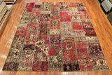 8x10 Hand Knotted Vintage Patchwork Area Rug