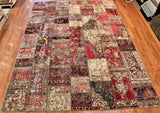 8x12 Hand Knotted Vintage Patchwork Area Rug
