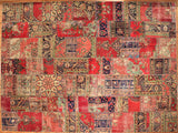 10x14 Hand Knotted Vintage Patchwork Area Rug