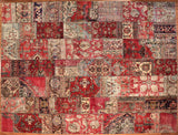 10x13 Hand Knotted Vintage Patchwork Area Rug