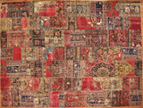 10x13 Hand Knotted Vintage Patchwork Area Rug