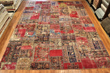 10x13 Hand Knotted Vintage Patchwork Area Rug