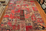 10x13 Hand Knotted Vintage Patchwork Area Rug