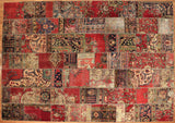 8x12 Hand Knotted Vintage Patchwork Area Rug