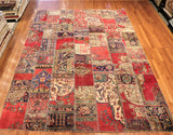 8x12 Hand Knotted Vintage Patchwork Area Rug