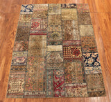 5x7 Hand Knotted Vintage Patchwork Area Rug