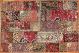 7x10 Hand Knotted Vintage Patchwork Area Rug