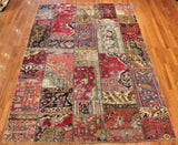 7x10 Hand Knotted Vintage Patchwork Area Rug