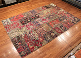 7x10 Hand Knotted Vintage Patchwork Area Rug