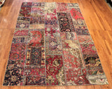 7x10 Hand Knotted Vintage Patchwork Area Rug