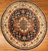 7' Round Hand Knotted Kazak Area Rug