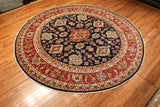 8'8" Round Hand Knotted Kazak Area Rug