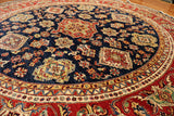 8'8" Round Hand Knotted Kazak Area Rug