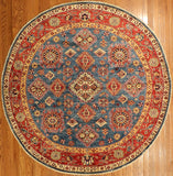 6' Round Hand Knotted Kazak Area Rug