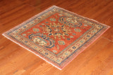 3' Square Hand Knotted Tribal Area Rug