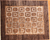 7x8 Hand Knotted Modern Peshawar Area Rug