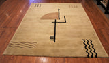 6x8 Hand Knotted Modern Area Rug